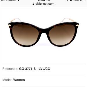Gucci Black/Gold Women's Cateye Sunglasses